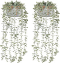 Mkono Fake Hanging Plants in Farmhouse Galvanized Pots by Mkono