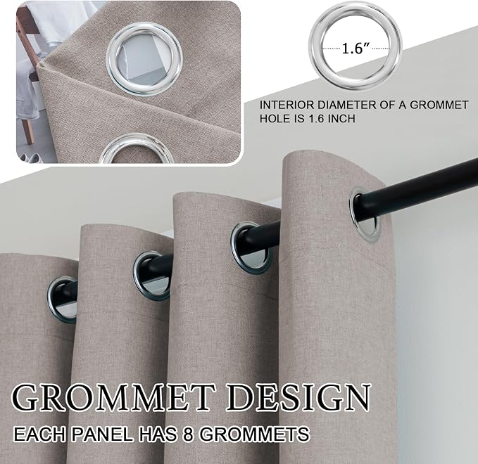 H.VERSAILTEX Grommet Natural Linen Textured Kitchen Curtains 45 inch Length - Image 4