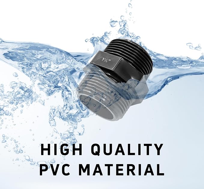 2PCS 1-1/4" PVC Hex Nipple Fitting, G1-1/4 X G1-1/4 Male Thread Coupling Adapter - Image 5