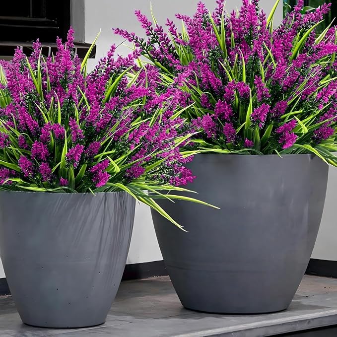 Geegoods 24 Bundles Artificial Lavender Flowers Outdoor, Fuchsia | UV Resistant - Image 5