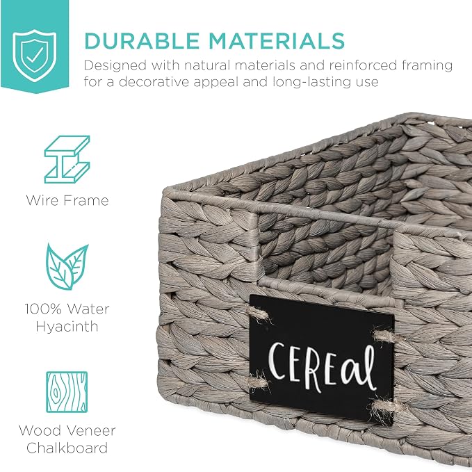 Best Choice Products Set of 4 9x12in Water Hyacinth Pantry Baskets, Woven - Image 5