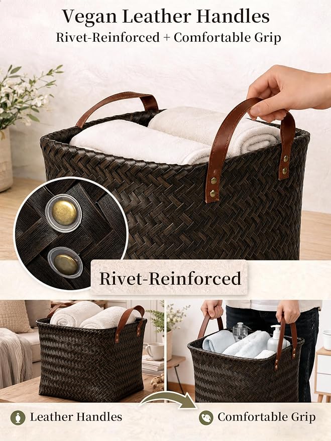 Wicker Storage Baskets, 4 Pack Woven Baskets - Image 6