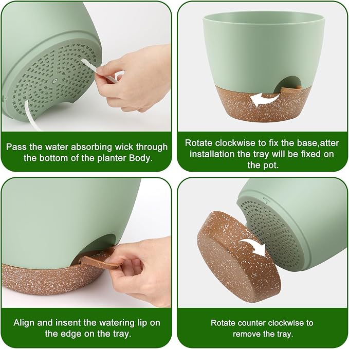 Plant Pots 12/10/9 Inch Self Watering Pots, Plastic Flower Pots, Nursery - Image 2