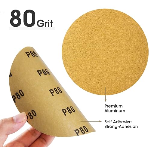 200 PCS 6 Inch Gold PSA Sanding Discs 80 Grit Self Adhesive Sticky-Back - Image 2