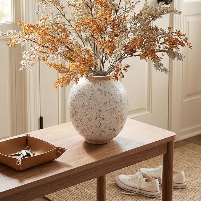 Large Round Ceramic Vase, 9.8“ H, Round & Tall, Indoor Table Living Room Decor - Image 2