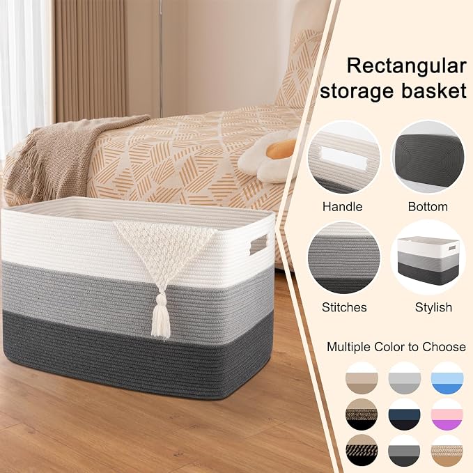 OIAHOMY 108L Extra Large Blanket Basket Dog Toy Basket radient Dark Grey | - Image 4