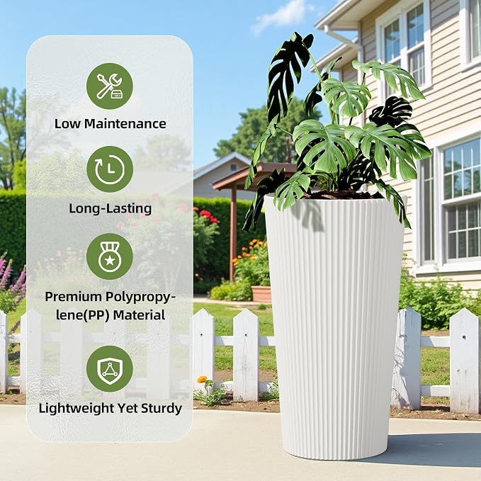 24" Tall Planters for Outdoor Plants Set of 2 - Image 5