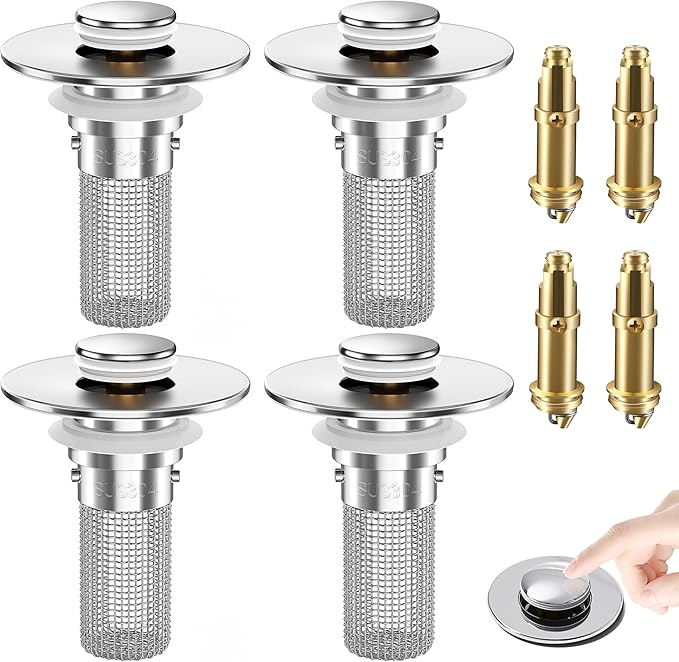 Bathroom Sink Drain Strainer, Pop-Up Bathroom Sink Stopper by YourSimplifiedHome