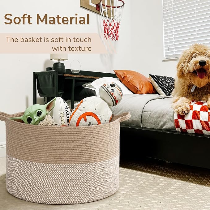 INDRESSME 115L Extra Large Woven Wicker Blanket Basket Living Room | Wicker - Image 6