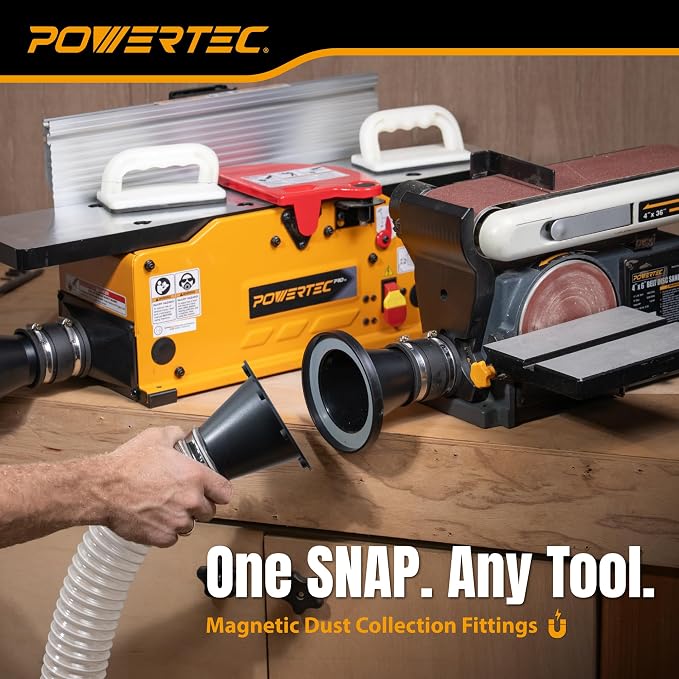 POWERTEC 4” to 2-1/2” Magnetic Connector, Magnetic Dust Collection Fitting w/ 8 - Image 4