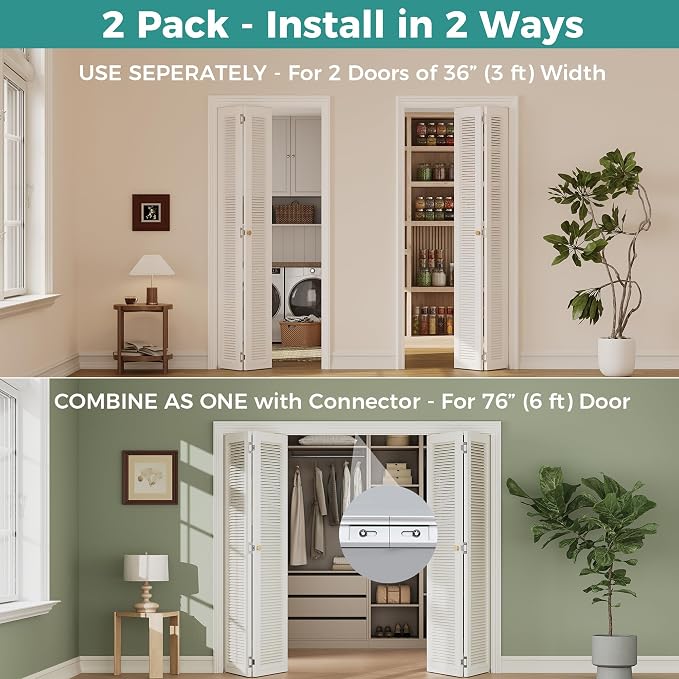 Closet Bifold Door Hardware & 2 x 36" Track Kit, Combine - Image 2