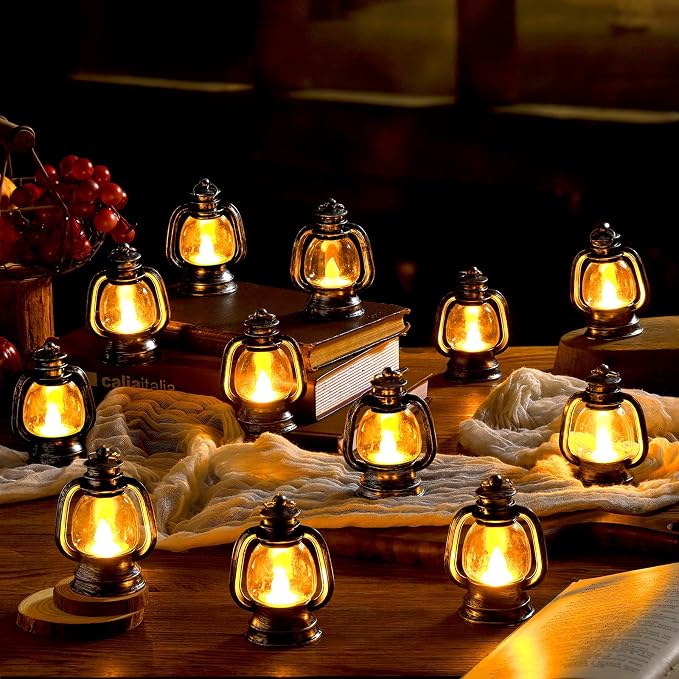 Ferraycle 12 Pcs Mini Lanterns 4 Inch Silver Lamp Table Decor | Western Cowboy - Image 5
