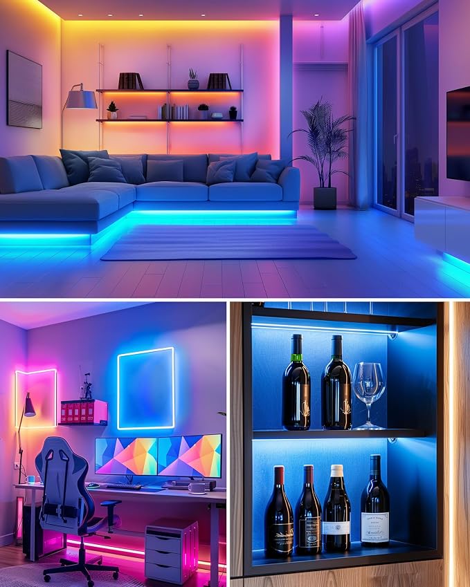 HitLights LED Strip Lights Kit, RGB Color Changing Tape Light Pre-Cut 4FT | UL - Image 9