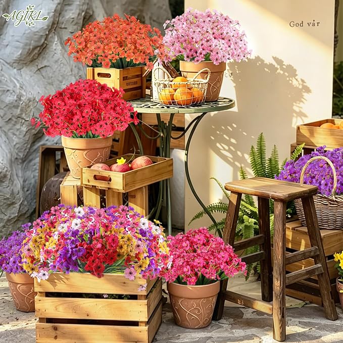 AGIRL Artificial Flowers Outdoor UV Resistant Fake Plant Garden Patio Decor | - Image 7