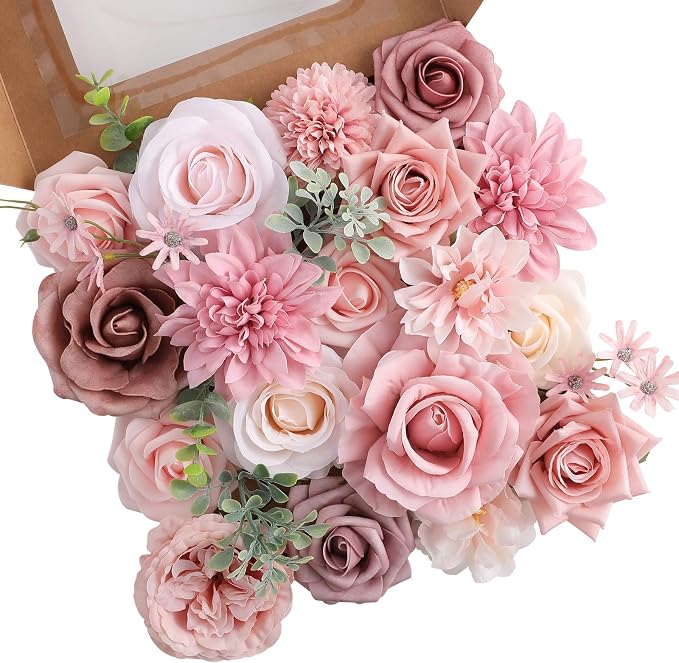 Artificial Flowers Fake Rose Flowers Dahlia by FloweroyalCrafts