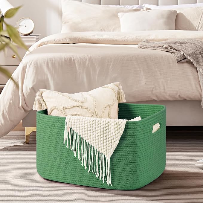 OIAHOMY 75L Large Blanket Basket, Woven Cotton Rope Baskets - Image 4