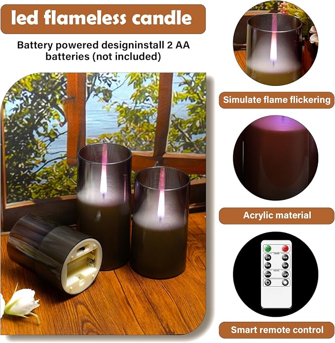 kakoya Flameless Candles Upgraded Realistic Flickering Flame, Battery Operated - Image 4