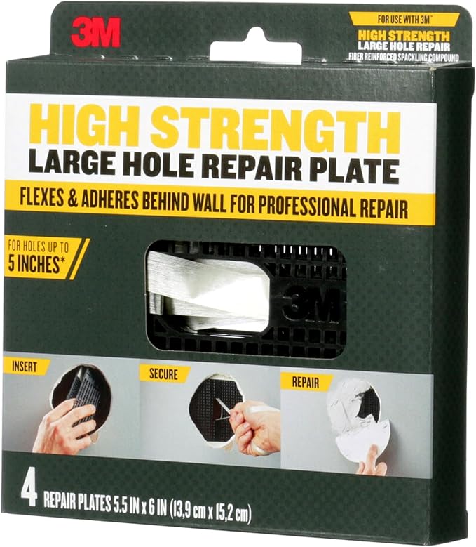3M High Strength Repair Plate, 4 Pack | Wall And Ceiling Hole Repair Backer - Image 2