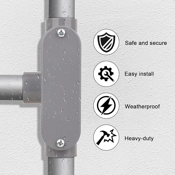 4Pack 3/4 Inch Rigid PVC Conduit Body Type T, Slip x Slip PVC Conduit Bodies T - Image 6