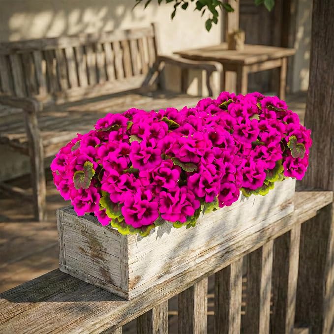 lovemoon 16 Pcs Artificial Geranium Plant Realistic Silk Flowers - Image 6