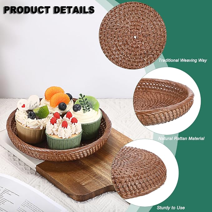 Hipiwe Small Key Basket Bowl for Entryway 7.6" Round Wicker Basket - Image 5