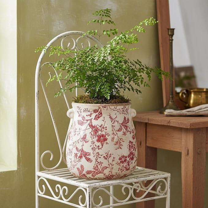 Antique Ceramic Planter & Vase for Home Decor, Rustic Farmhouse Flower Pot | - Image 5