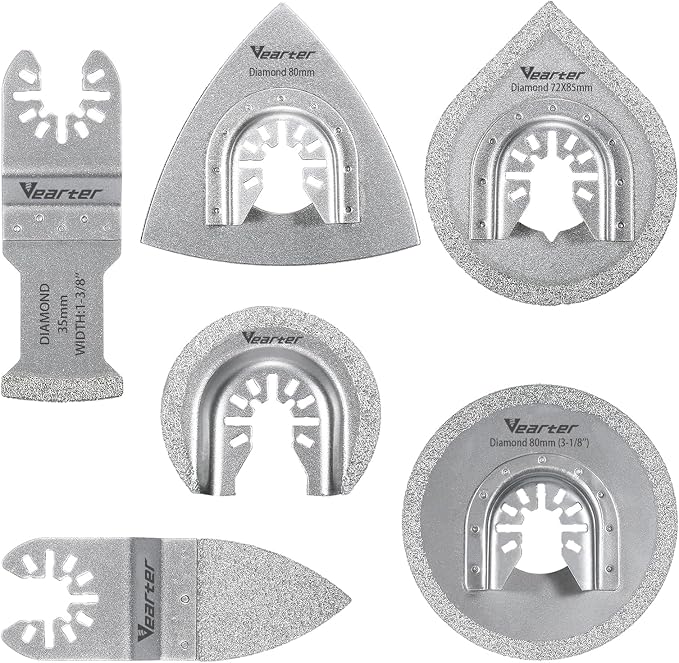 6PCS Diamond Oscillating Tool Blade Kit, by Vearter