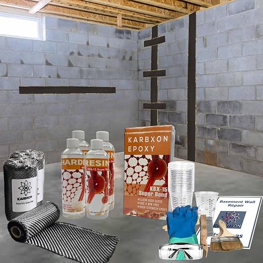 25 ft - Carbon Fiber-Basement Wall Crack Repair Kit - Carbon Fiber Foundation by KARBXON