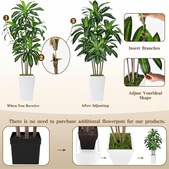 Flydeer 6FT Artificial Dracaena Tree - Image 3