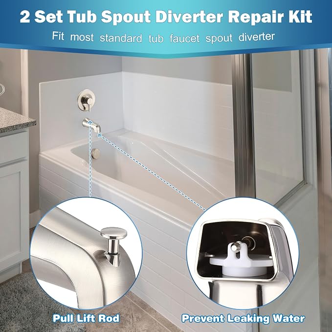 Enhon 2 Set Tub Spout Diverter Repair Kit | Includes 2 x Diverter Valve Stems - Image 3