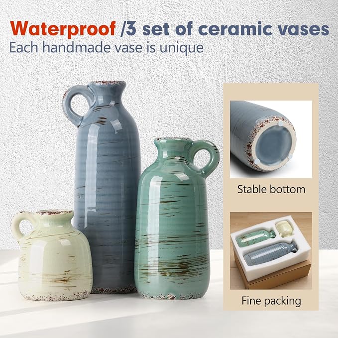 Ceramic Vase Set of 3, Vase Home Decor - Image 3