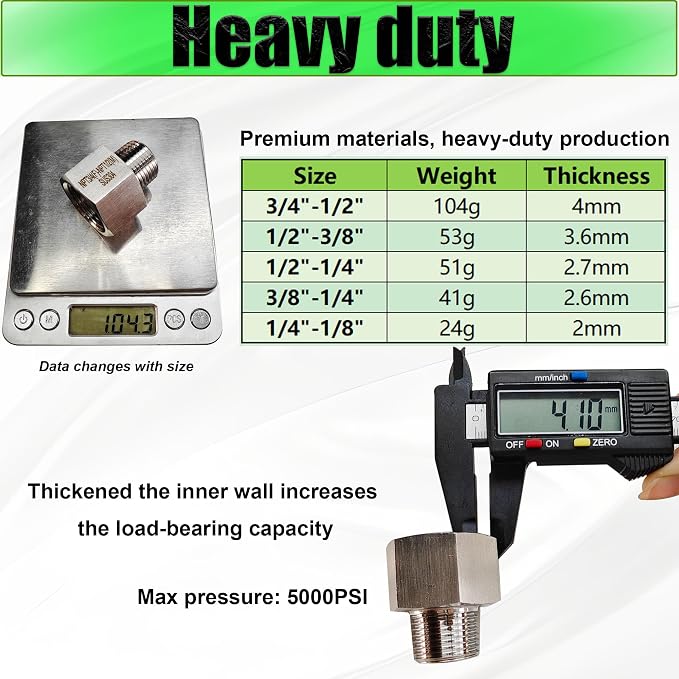 Reducer Adapter Fitting, 3/4" NPT Female x 1/2" NPT Male Reducing Pipe - Image 4