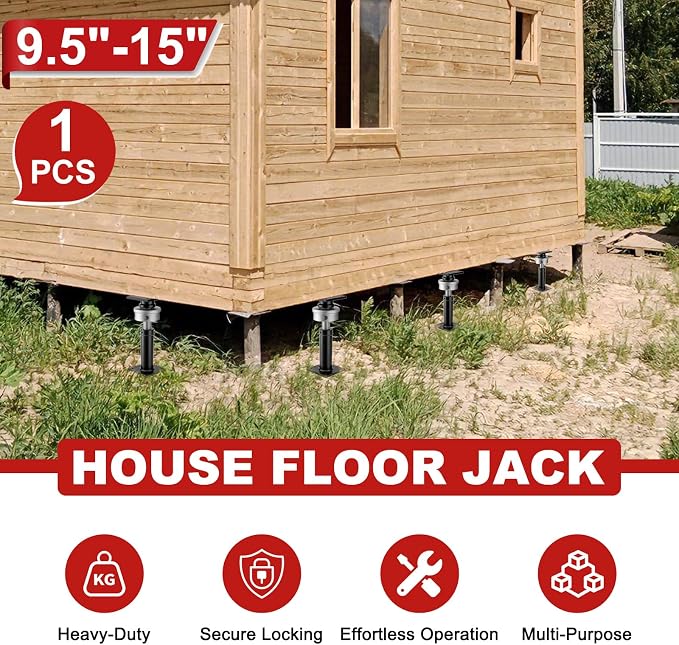 House Floor Jack, 9.5-15" Screw Jack Home Leveling, 046LBS Load Capacity | - Image 6