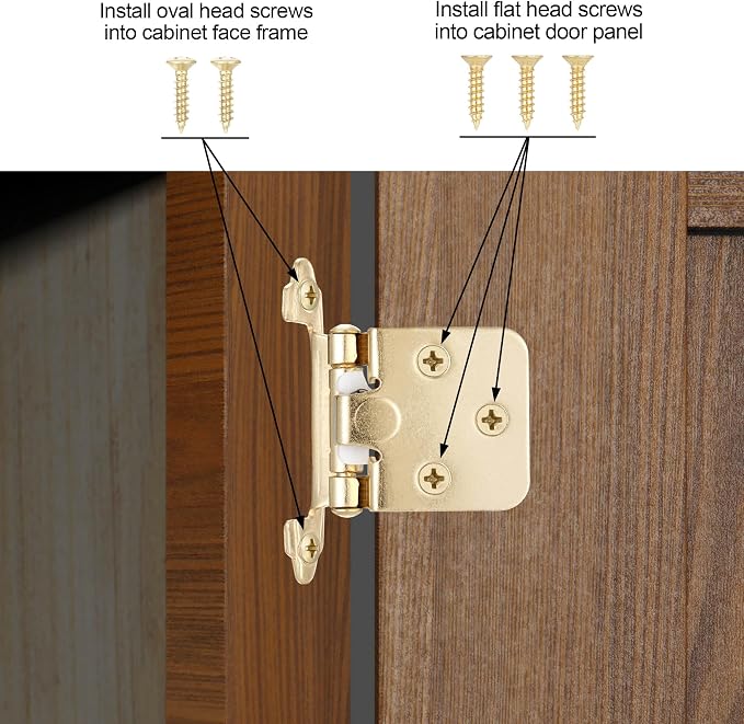 Gold Cabinet Hinges, 1/2” Overlay, 10 Pack | - Image 5