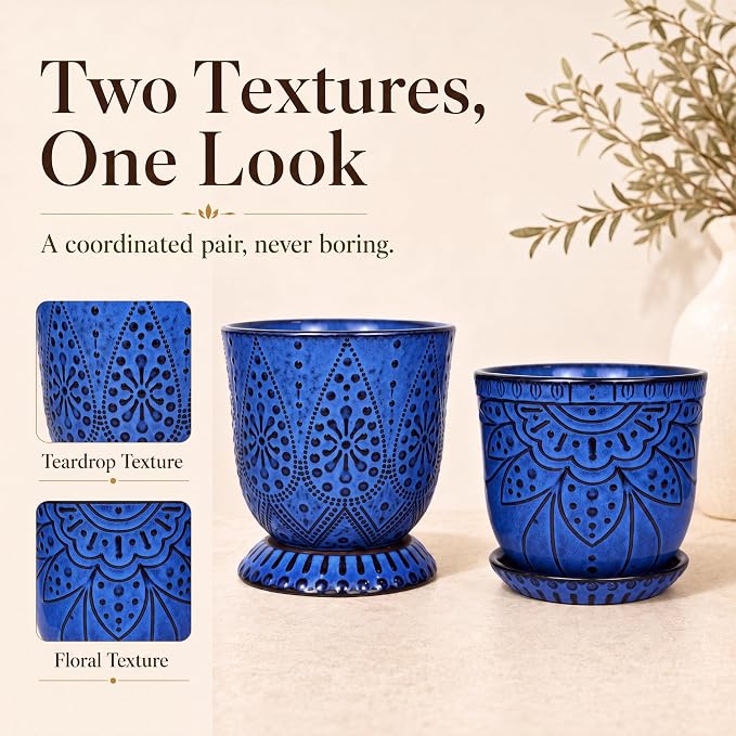 Gepege Ceramic Plant Pots, 6 Inch Indoor Planters - Image 6