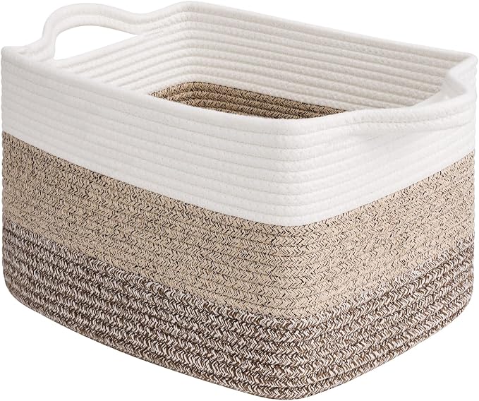 Goodpick Woven Storage Basket for Shelves, Gradient Brown | Stylish Gift Basket by Goodpick