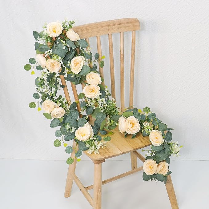 TOCHGREEN 4 Pack Artificial Eucalyptus Flower Garland - Image 6