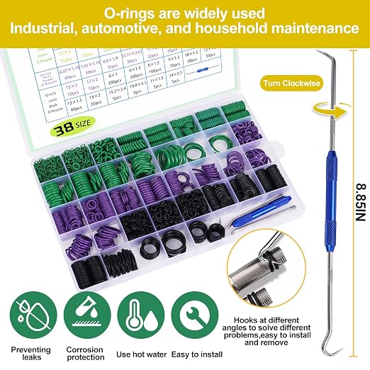 2225pcs 38 Sizes Rubber O Ring Assortment Kit, - Image 4