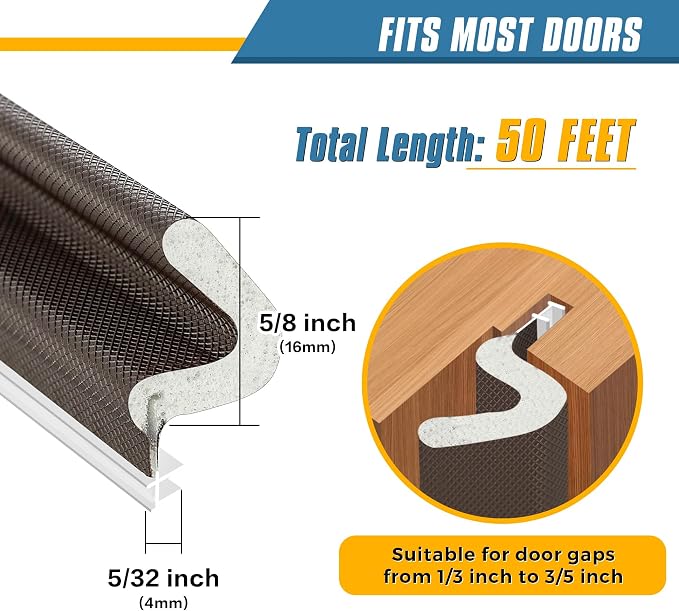 Door Weather Stripping, 50 FT V-Shaped Kerf Seal - Image 4