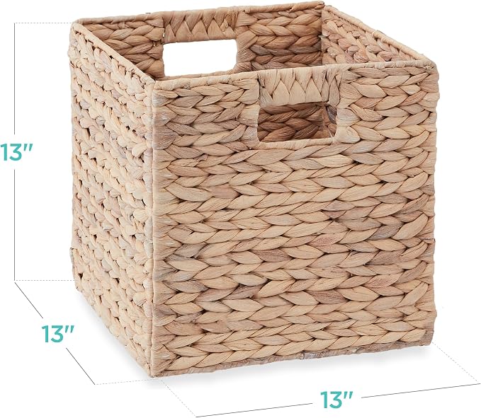 Best Choice Products 13x13in Pack of 5 Cube Storage Baskets, Water Hyacinth - Image 2