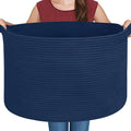 Dark Blue Basket for Organizing, Blanket Storage for Living Room Bedroom by MEGASKET