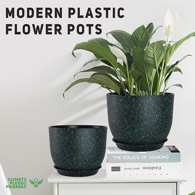 YNNICO Plant Pots 10/9/8/7.5/7 inch Set of 5, Flower Pots - Image 4