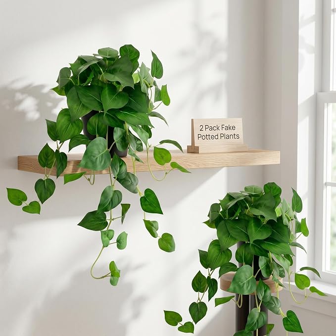 Artificial Pothos Hanging Plant, Office Decor - Image 6