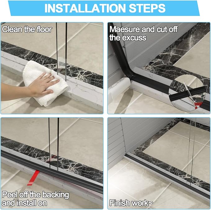 Duzzy 39 Inch Shower Threshold Water Dam Guard, Silicone Rubber Shower Door - Image 6