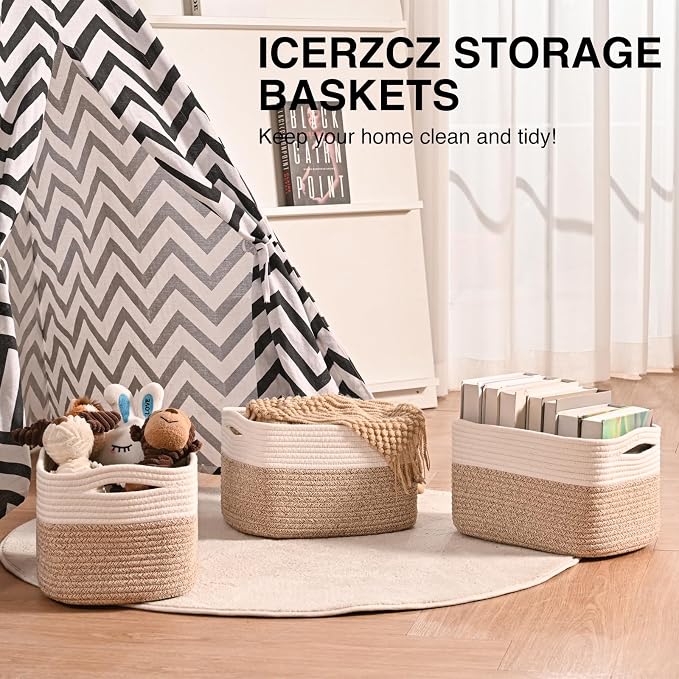 ICERZCZ Storage Baskets for Shelves, Woven Storage Basket, Bins for Cube Storage - Image 6
