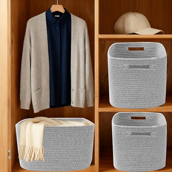 3 Pack Woven Baskets, Storage Baskets - Image 8