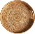 16.9" Round Rattan Tray, Hand Woven Serving Tray by XIMISISE