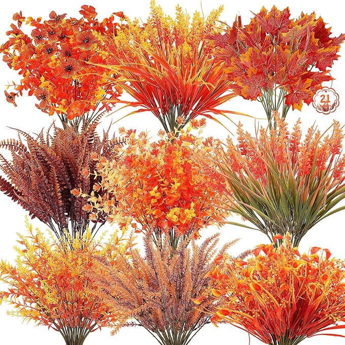 21 Bundles 9 Styles Artificial Fall Flowers by LELEE