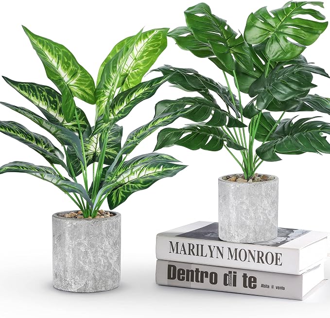 Der Rose 2 Pack 16" Fake Plants Artificial Monstera by DerRose