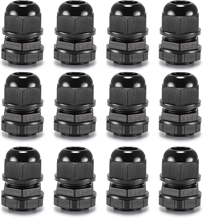 QILIPSU 12pcs 1/2" NPT Cable Gland Waterproof IP68 Nylon Cable Pass Through by QILIPSU